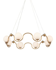 Equilibrium 8-Light Chandelier in Antique Brass / White