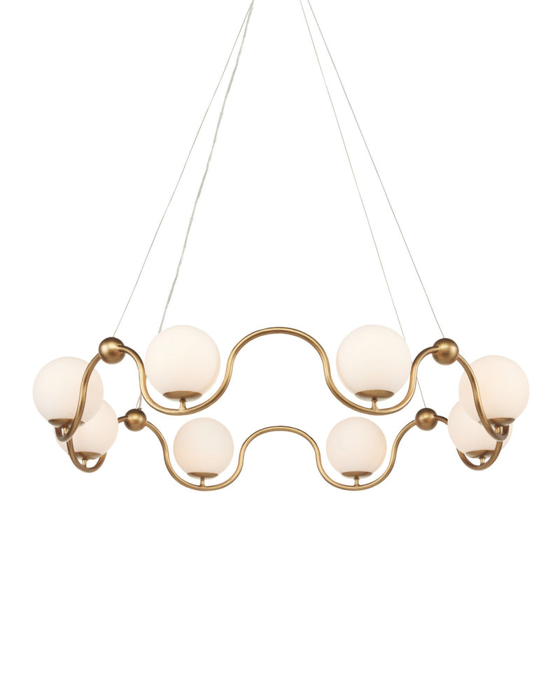 Equilibrium 8-Light Chandelier in Antique Brass / White