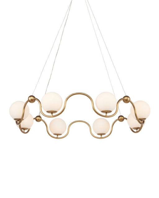 Equilibrium 8-Light Chandelier in Antique Brass / White