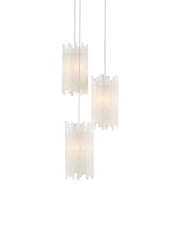 Escenia 3-Light Round Multi-Drop Pendant in Frosted White / Silver