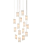 Escenia 15-Light Round Multi-Drop Pendant in Frosted White / Silver