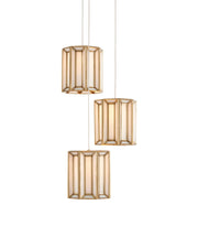 Daze 3-Light Round Multi-Drop Pendant in White / Antique Brass / Silver