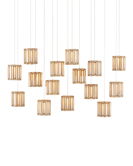 Daze 15-Light Linear Multi-Drop Pendant in White / Antique Brass / Silver