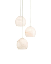 Lazio 3-Light Round Multi-Drop Pendant in White / Silver