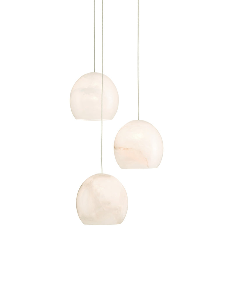 Lazio 3-Light Round Multi-Drop Pendant in White / Silver
