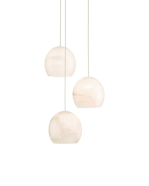 Lazio 3-Light Round Multi-Drop Pendant in White / Silver