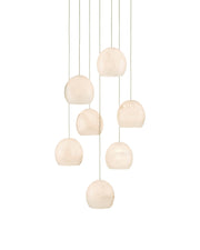 Lazio 7-Light Round Multi-Drop Pendant in White / Silver
