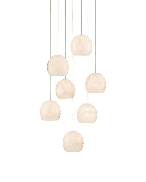 Lazio 7-Light Round Multi-Drop Pendant in White / Silver