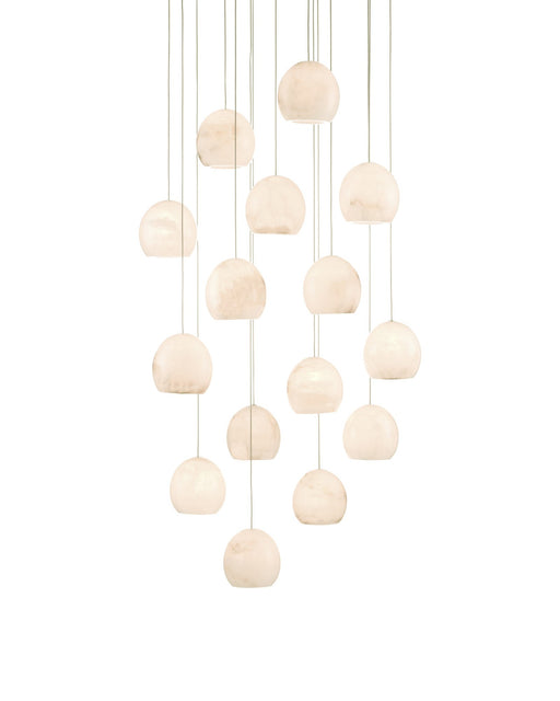Lazio 15-Light Round Multi-Drop Pendant in White / Silver