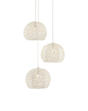 Piero 3-Light Round Multi-Drop Pendant in Sugar White / Silver