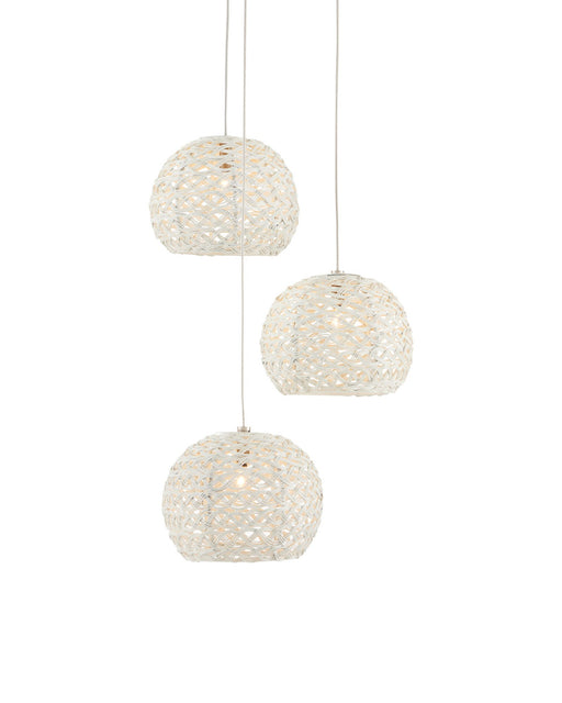 Piero 3-Light Round Multi-Drop Pendant in Sugar White / Silver