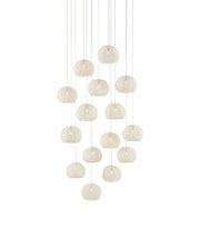 Piero 15-Light Round Multi-Drop Pendant in Sugar White / Silver