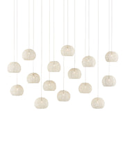 Piero 15-Light Linear Multi-Drop Pendant in Sugar White / Silver