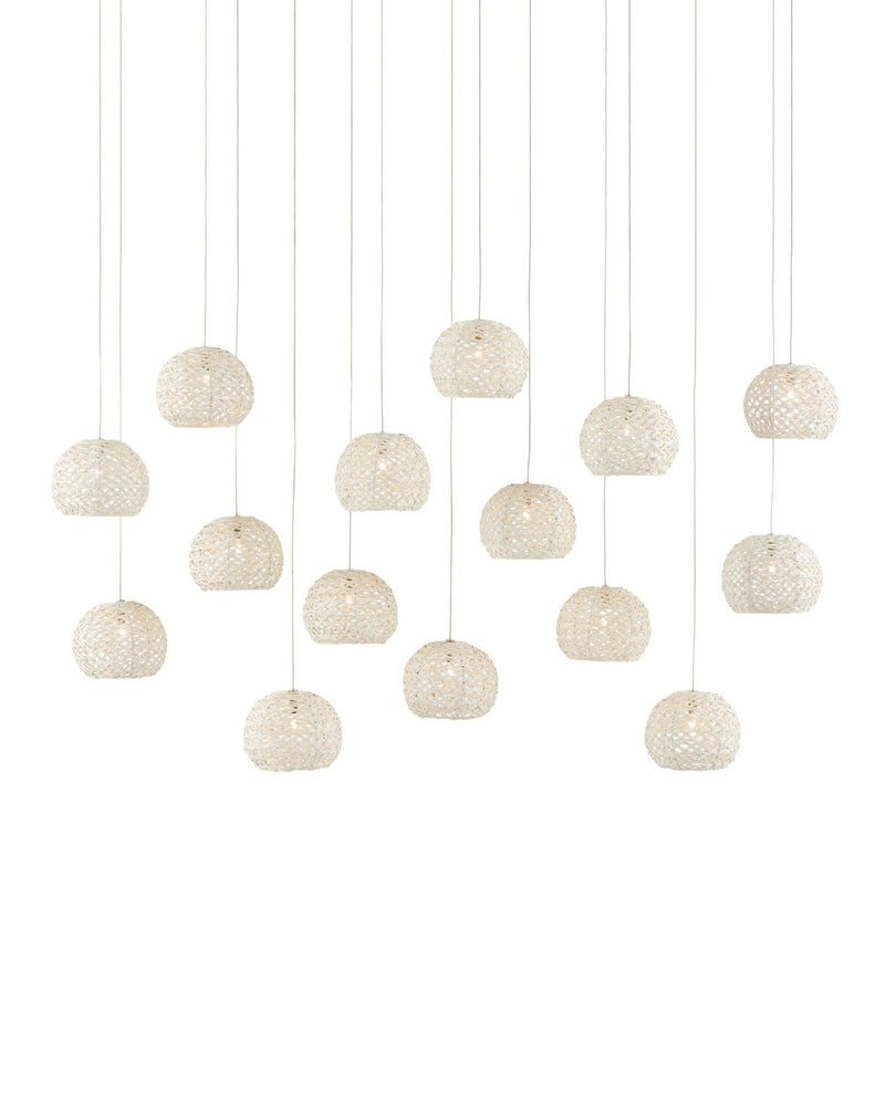 Piero 15-Light Linear Multi-Drop Pendant in Sugar White / Silver
