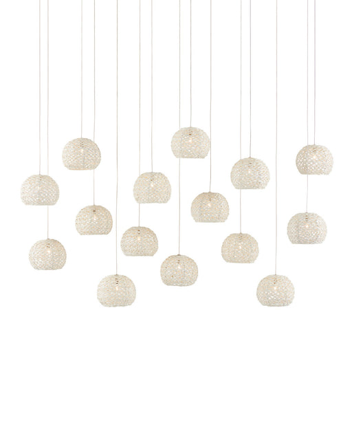 Piero 15-Light Linear Multi-Drop Pendant in Sugar White / Silver