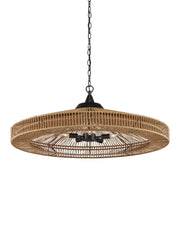 Maldives 5-Light Dome Pendant in Natural / Satin Black