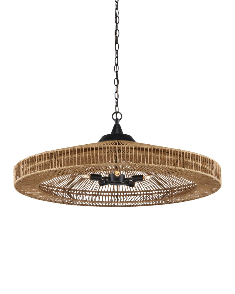 Maldives 5-Light Dome Pendant in Natural / Satin Black