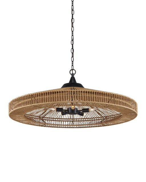 Maldives 5-Light Dome Pendant in Natural / Satin Black