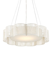 Ancroft LED Drum Pendant in White / Contemporary Silver Leaf