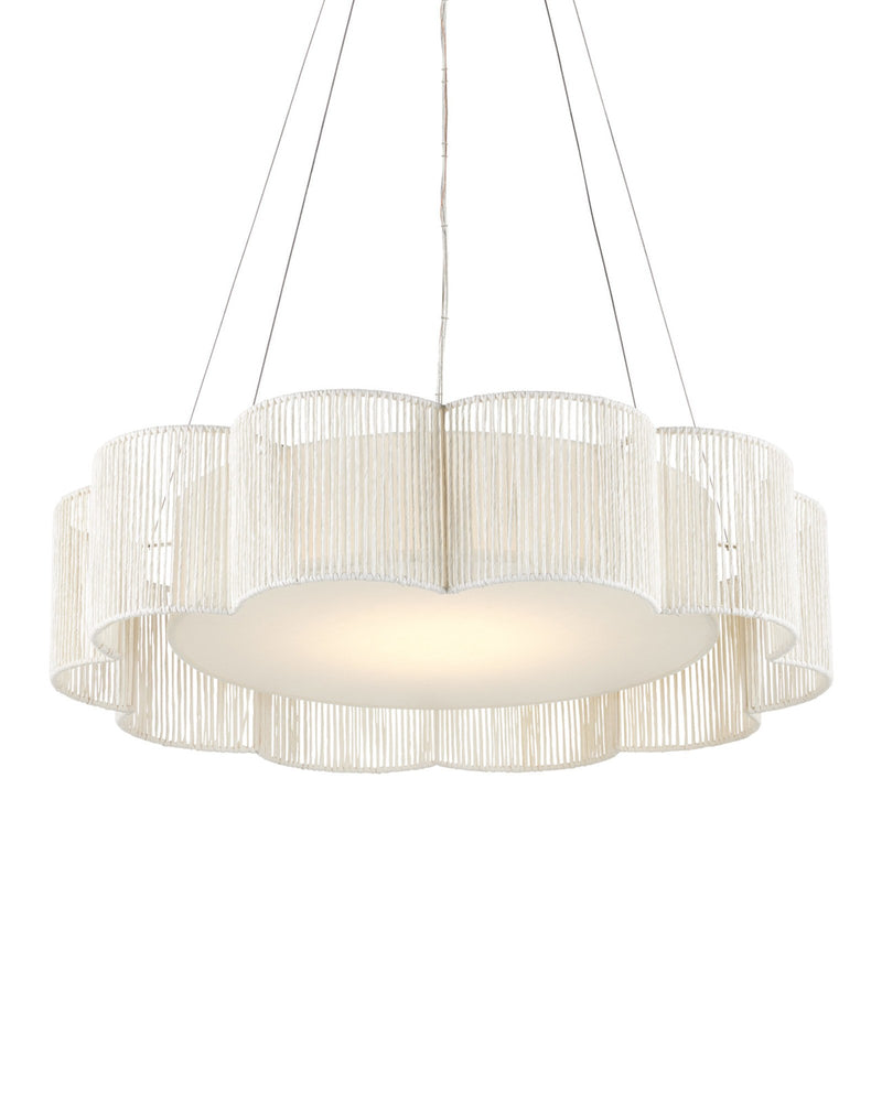 Ancroft LED Drum Pendant in White / Contemporary Silver Leaf