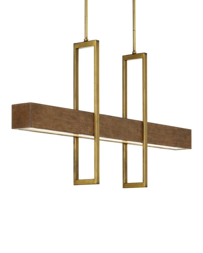 Tonbridge 3-Light Linear Chandelier in Chestnut / Brass