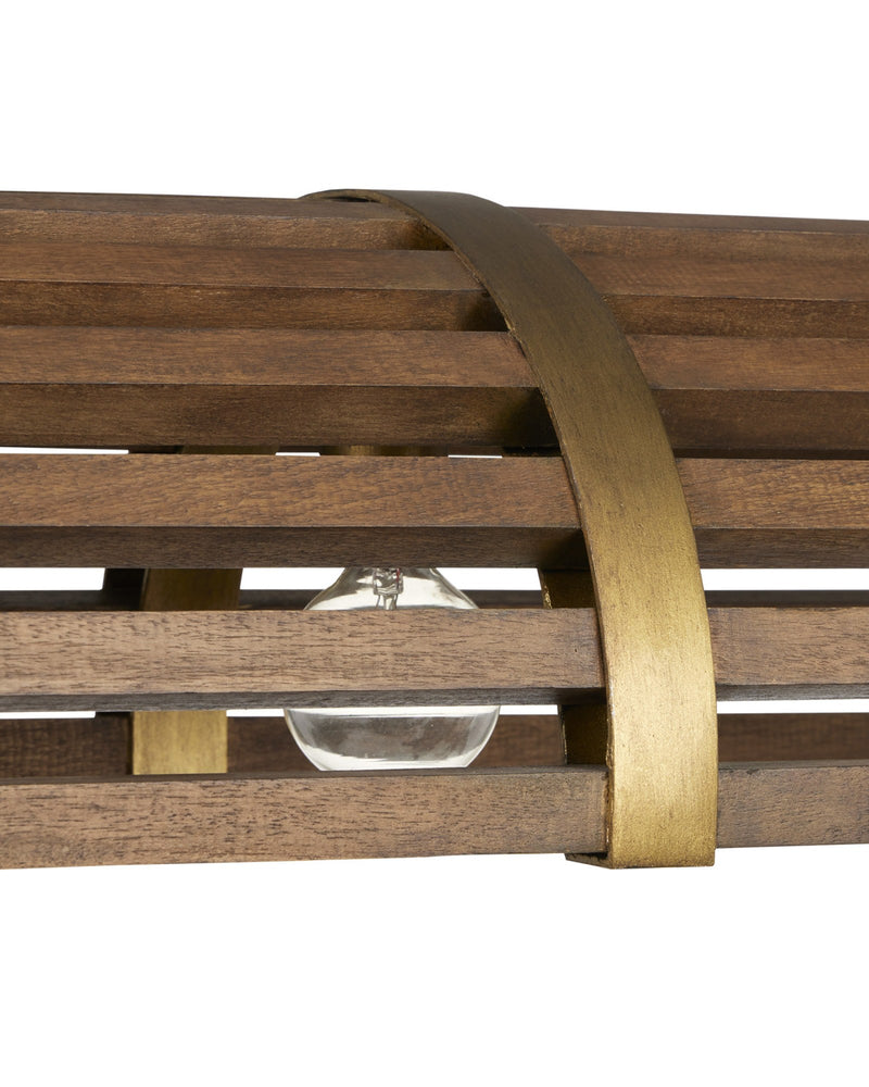Woodbine 5-Light Rectangular Linear Pendant in Chestnut / Brass