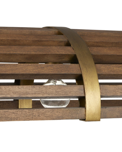 Woodbine 5-Light Rectangular Linear Pendant in Chestnut / Brass