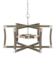 Bastian 6-Light Small Semi-Flush Mount in Chateau Gray / Contemporary Silver Leaf