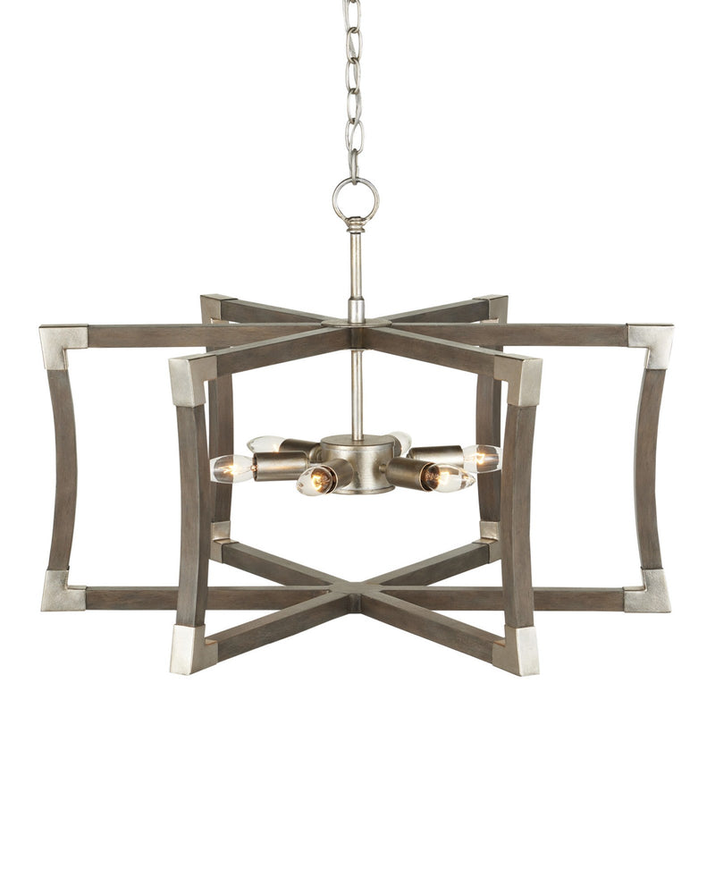 Bastian 6-Light Small Semi-Flush Mount in Chateau Gray / Contemporary Silver Leaf