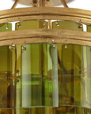 Vintner 3-Light Semi-Flush Mount in Green / Contemporary Gold Leaf