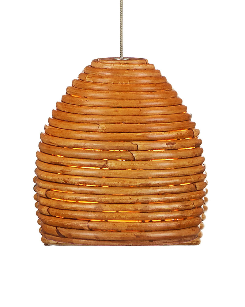 Beehive 3-Light Round Multi-Drop Pendant in Natural / Silver