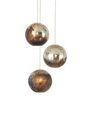 Pathos 3-Light Round Multi-Drop Pendant in Charcoal / Antique Silver / Antique Gold / Silver