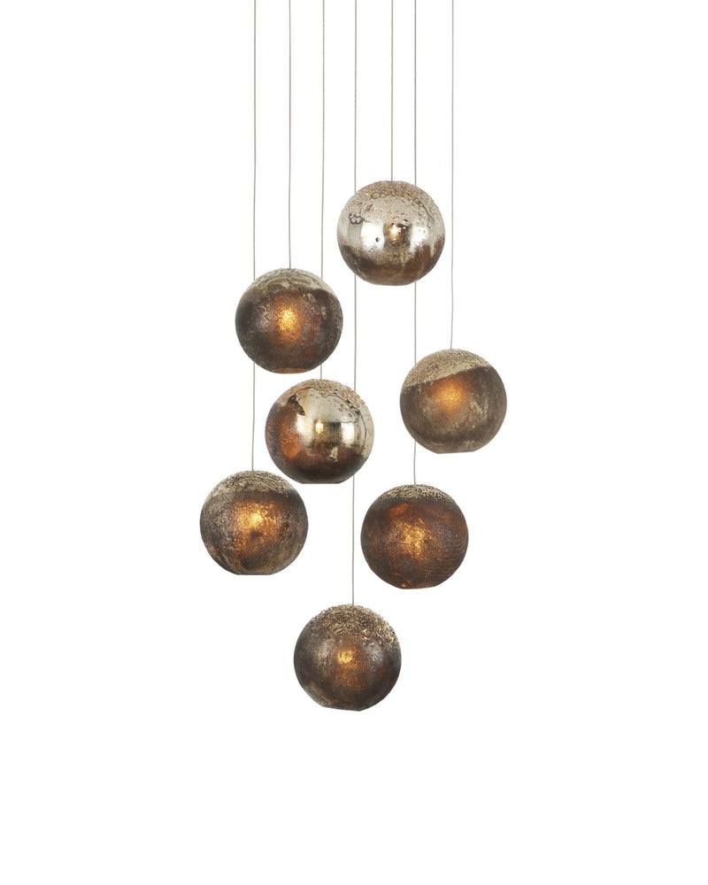 Pathos 7-Light Round Multi-Drop Pendant in Charcoal / Antique Silver / Antique Gold / Silver