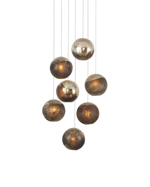 Pathos 7-Light Round Multi-Drop Pendant in Charcoal / Antique Silver / Antique Gold / Silver