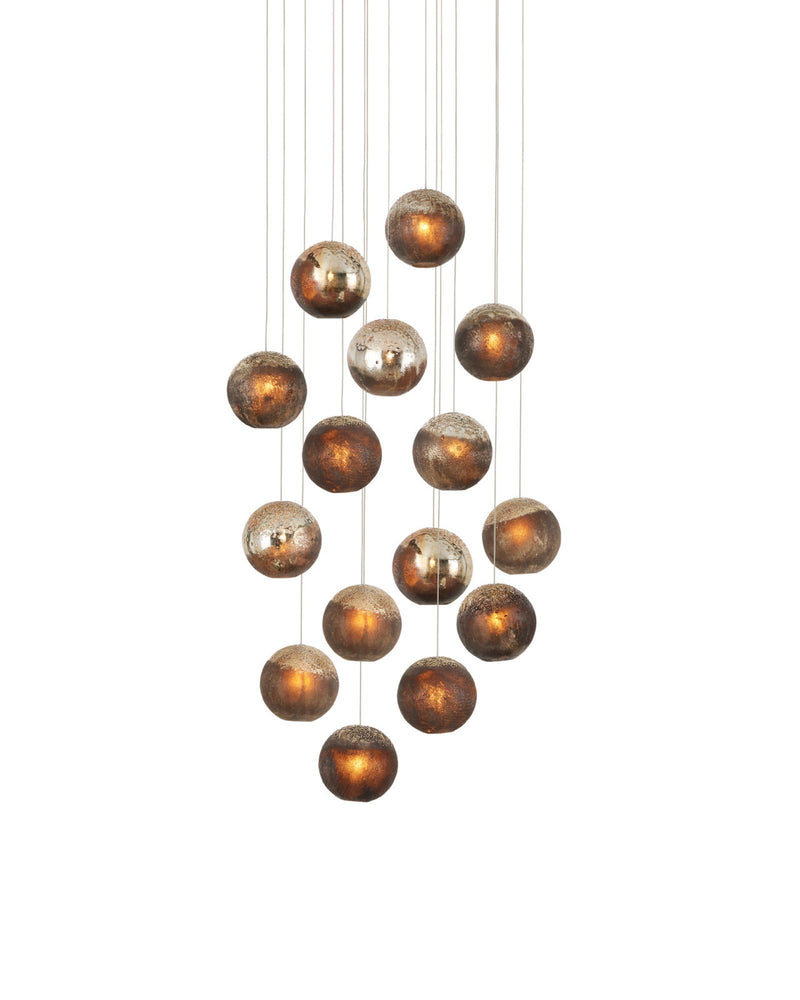 Pathos 15-Light Round Multi-Drop Pendant in Charcoal / Antique Silver / Antique Gold / Silver