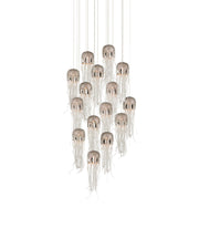 Medusa 15-Light Round Multi-Drop Pendant in Nickel / Clear / Silver