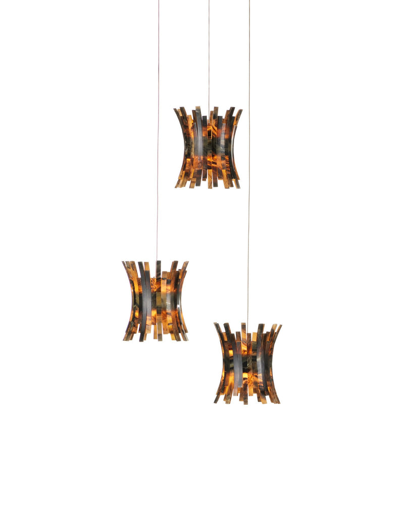 Alsop 3-Light Round Multi-Drop Pendant in Brown / Black / Natural / Silver