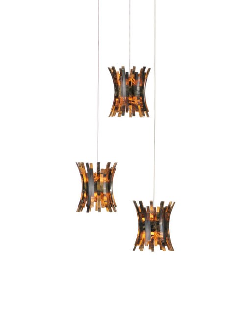 Alsop 3-Light Round Multi-Drop Pendant in Brown / Black / Natural / Silver