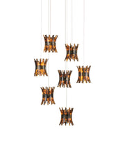 Alsop 7-Light Round Multi-Drop Pendant in Brown / Black / Natural / Silver