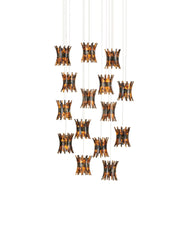 Alsop 15-Light Round Multi-Drop Pendant in Brown / Black / Natural / Silver