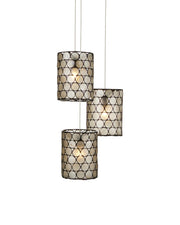 Regatta 3-Light Round Multi-Drop Pendant in Natural / Cupertino / Silver