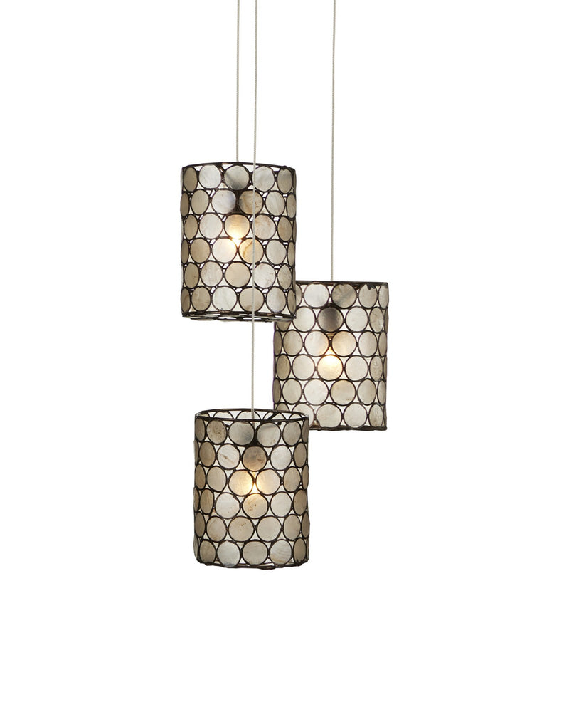 Regatta 3-Light Round Multi-Drop Pendant in Natural / Cupertino / Silver