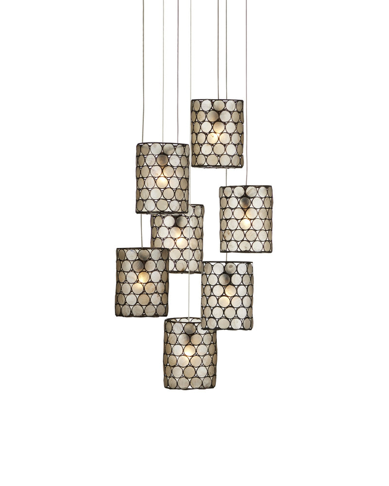 Regatta 7-Light Round Multi-Drop Pendant in Natural / Cupertino / Silver