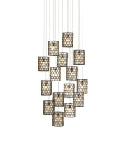 Regatta 15-Light Round Multi-Drop Pendant in Natural / Cupertino / Silver