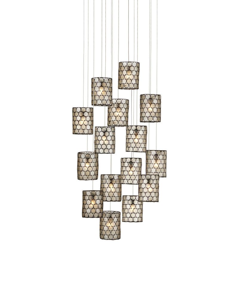 Regatta 15-Light Round Multi-Drop Pendant in Natural / Cupertino / Silver