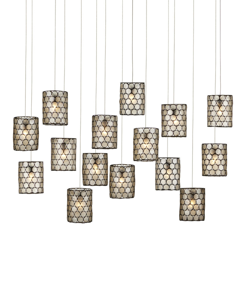 Regatta 15-Light Linear Multi-Drop Pendant in Natural / Cupertino / Silver