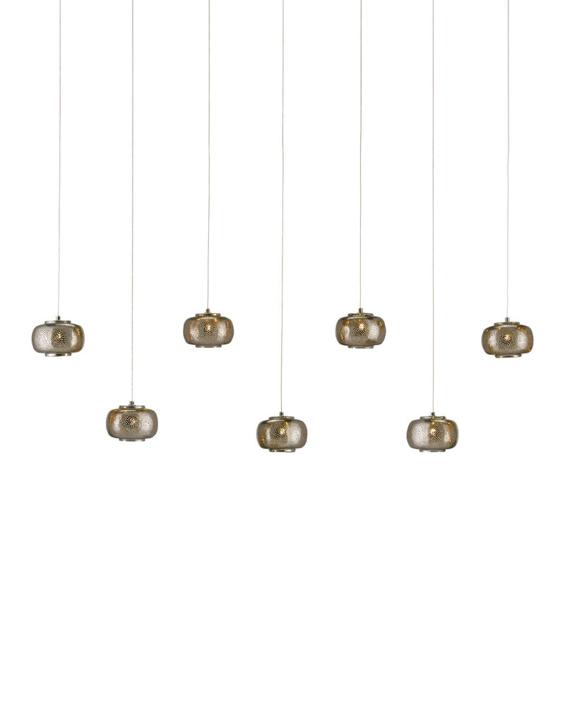 Pepper 7-Light Linear Multi-Drop Pendant in Nickel / Silver