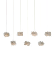 Birds Nest 7-Light Linear Multi-Drop Pendant in Clear / Silver