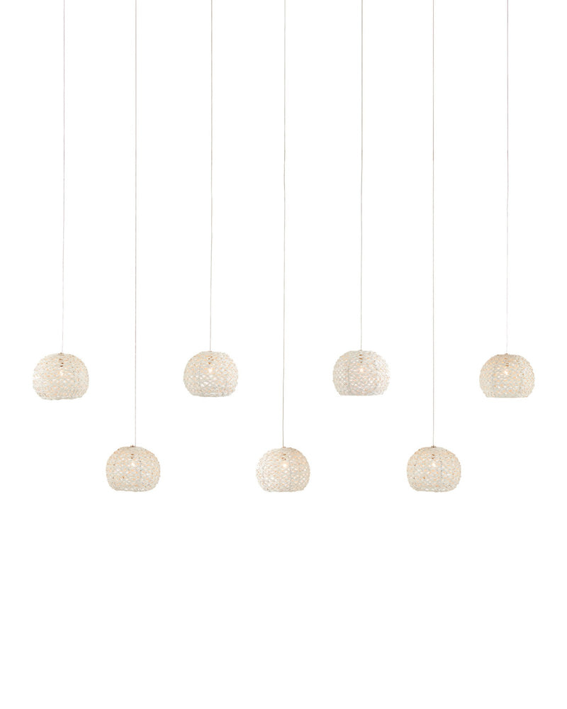Piero 7-Light Linear Multi-Drop Pendant in Sugar White / Silver
