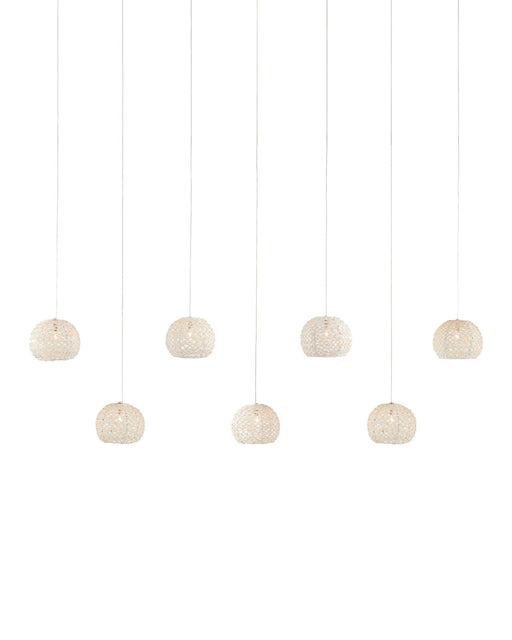 Piero 7-Light Linear Multi-Drop Pendant in Sugar White / Silver